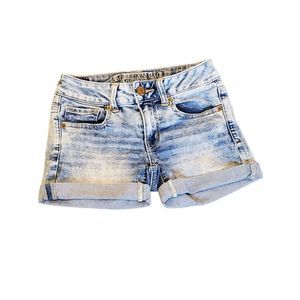 American eagle outfitters | blue jean shorts rolled cuff super stretch size 00